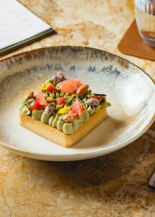 Pistachio Cream Tart with Blood Orange and Grapefruit