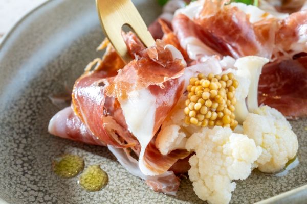 Dry-Aged Mangalica Ham with Homemade Pickled Cauliflower